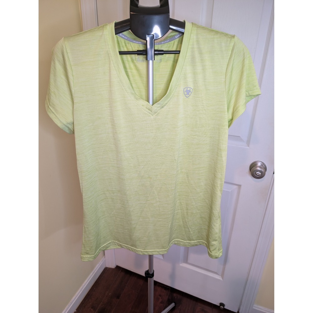 Ariat Performance Top Lime Green AriatTEK V-Neck Space Dye Tee - Size XL